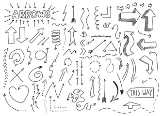 Arrows hand drawn vector doodles