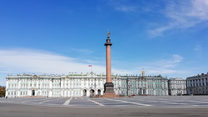deserted palace square in a pandemic summer