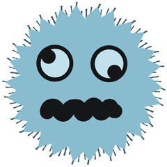 スパイク状の突起の付いた水色のウイルスや病原菌のイメージ素材