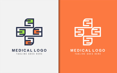 Medical Care Logo Design Made from Modern Geometric Lines. Flat Vector Logo Illustration.