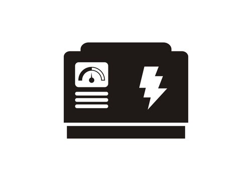 Generator engine. Simple illustration in black and white