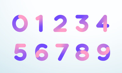 Number Set 0 to 9 In Modern Purple Font