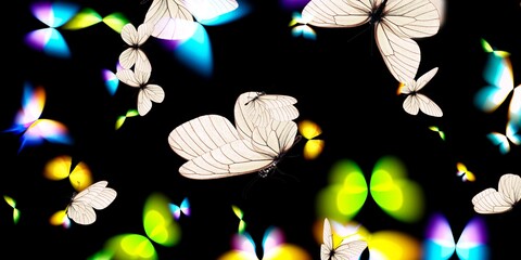 Beautiful butterflies  and black background 