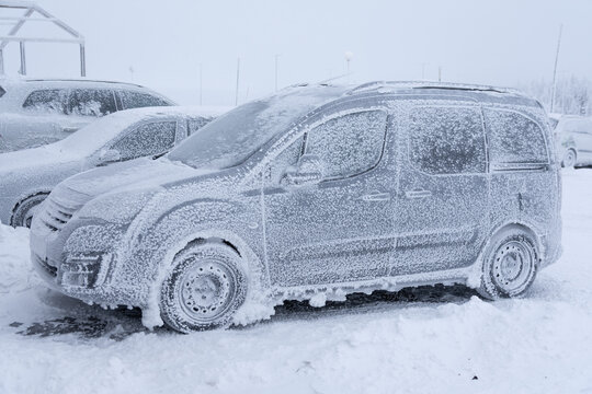 Frozen cars in winter 