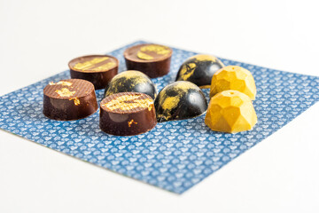 Handmade colorful chocolate, Belgian sweets