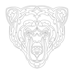 Hand drawn abstract portrait of a bear. Vector stylized illustration for tattoo, logo, wall decor, T-shirt print design or outwear. This drawing would be nice to make on the fabric or canvas.