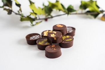 Handmade colorful chocolate, Belgian sweets