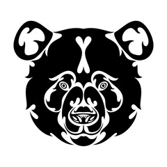 Hand drawn abstract portrait of a panda. Vector stylized illustration for tattoo, logo, wall decor, T-shirt print design or outwear. This drawing would be nice to make on the fabric or canvas.