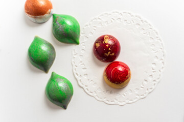 Handmade colorful chocolate, Belgian sweets