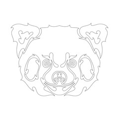 Hand drawn abstract portrait of a red panda. Vector stylized illustration for tattoo, logo, wall decor, T-shirt print design or outwear. This drawing would be nice to make on the fabric or canvas.