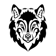 Obraz premium Hand drawn abstract portrait of a wolf. Vector stylized illustration for tattoo, logo, wall decor, T-shirt print design or outwear. This drawing would be nice to make on the fabric or canvas.