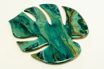 monstera leaf made using resin technique epoxy art