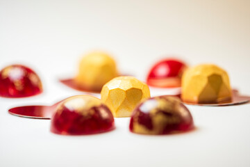 Handmade colorful chocolate, Belgian sweets