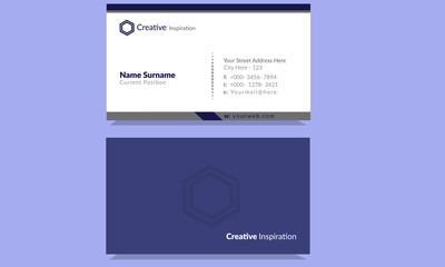 Clean modern corporate creative standard professional unique visiting card design with blue, white and gray colors. 