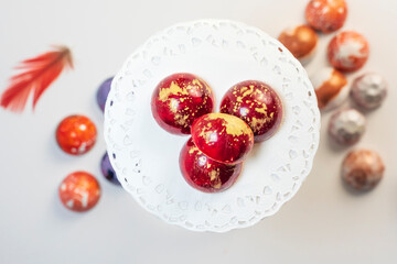 Handmade colorful chocolate, Belgian sweets