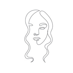 One line  vector woman face. Abstract portrait. Simple logo in minimal style for beauty salon, beautician, makeup artist, stylist. .