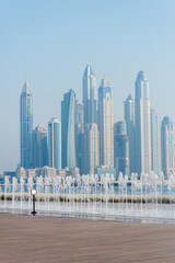 Dubai skyline. modern futuristic skyscrapers in Dubai marina. 