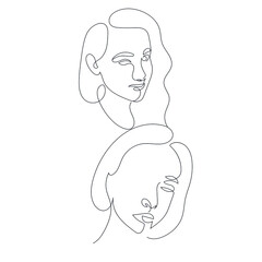 One line hand drawn vector woman face. Abstract portrait. Simple logo in minimal style for beauty salon, beautician, makeup artist, stylist. .