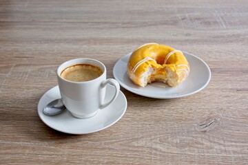 Coffee and doughnut