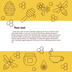 Organic honey collection logo, label, tags design elements.