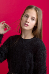 Closeup portrait of beautiful teenage girl