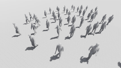 Crowd off to work, white color image