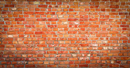 Background of red brick wall pattern texture
