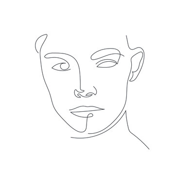 recommend clip art: One line man portrait. Hand drawn abstract face.  Minimal art. Trendy style. 