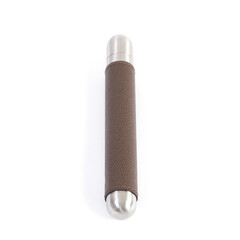 Brown leather cigar holder on a white background