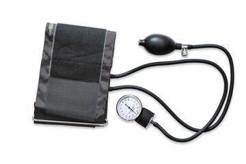 A sphygmomanometer, or tensiometer, used to measure the blood pressure, isolated on white background