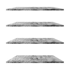 Stone shelves table isolated on white background and display montage for product