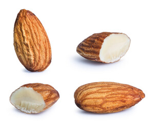 almonds isolated on white background