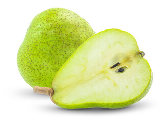 fresh green pear fruit isolated on white background