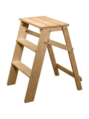 wooden chair ladder unfolded isolated on white background