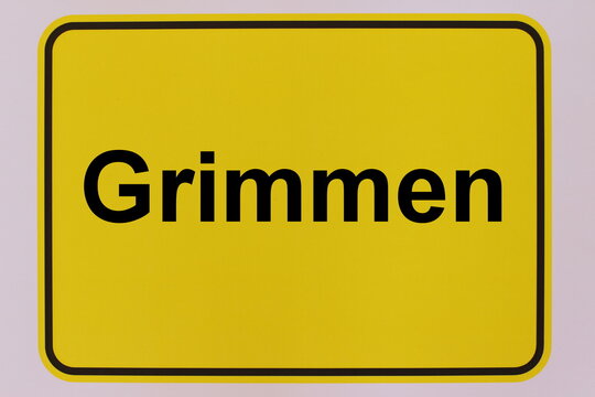 Illustration eines Stadteingangsschildes der Stadt Grimmen