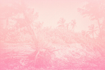 Tropical idyllic landscape with palms trees. vector illustration.