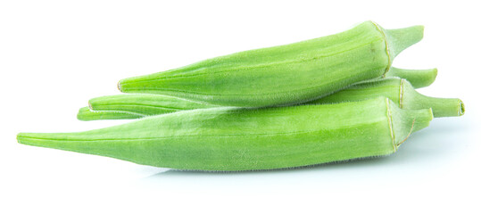 Green Okra isolated on white background
