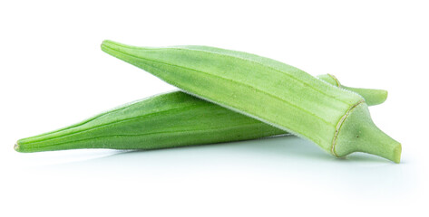 Green Okra isolated on white background