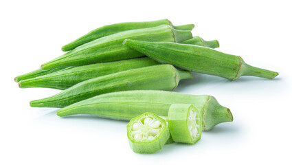 Green Okra isolated on white background