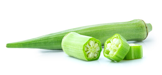 Green Okra isolated on white background
