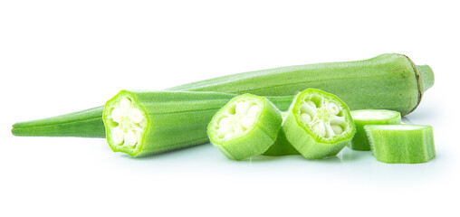 Green Okra isolated on white background
