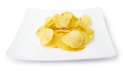 Potato chips isolated on white background