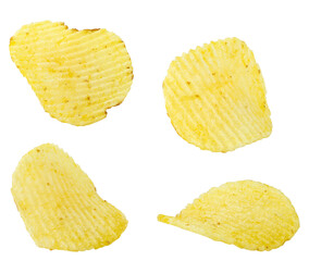 Potato chips isolated on white background