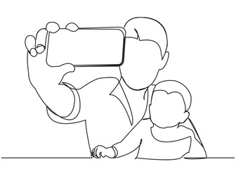 Dad and son do selfie