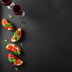 Bruschetta Sandwiches and Wine