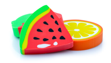 eraser fruit toys isolated on white background