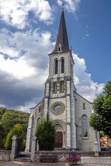 Fototapeta na wymiar St. Martin church. Village of Cressier, Switzerland. Year of construction - 1875