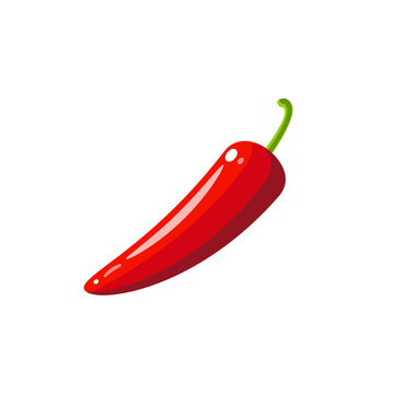 Red chili pepper. Vector illustration of cartoon flat icon isolated on white background.
