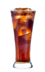 coca cola in glass isolaed on white background