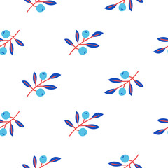 Fototapeta na wymiar Cute floral seamless pattern with branches and berries. For printing on paper, textiles of all sizes. Vector illustration.